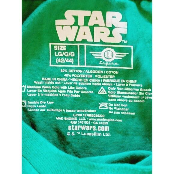 Star Wars "An Elf I Am Not" L Men's T-Shirt Yoda Ugly Christmas Green Red Lg - Picture 5 of 5